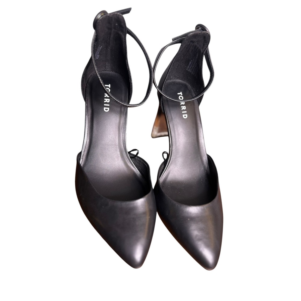 Torrid Black Ankle Strap Pointed Toe Lucite Ombre Heel Pumps 9WW Wide Width Plus